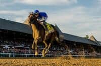 Sovereignty surges in stretch for 10-length triumph in Travers